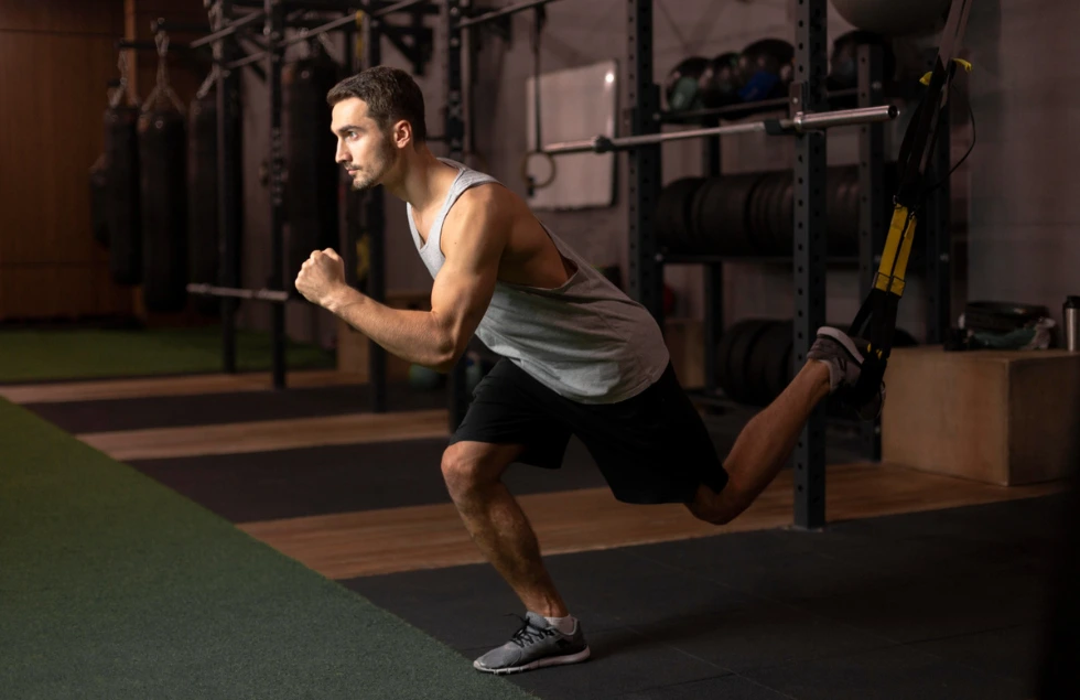 Man working out in a gym