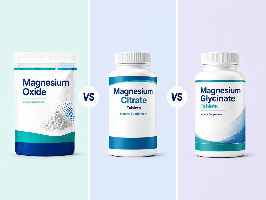 Magnesium Glycinate vs. Magnesium Oxide vs. Magnesium Citrate.
